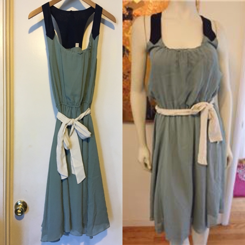 Anthropologie Grayish Green Swing Dress